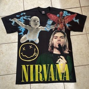 AOP 🔥 Giant Tag Modern Boot Nirvana Graphic Tee - NWOT!